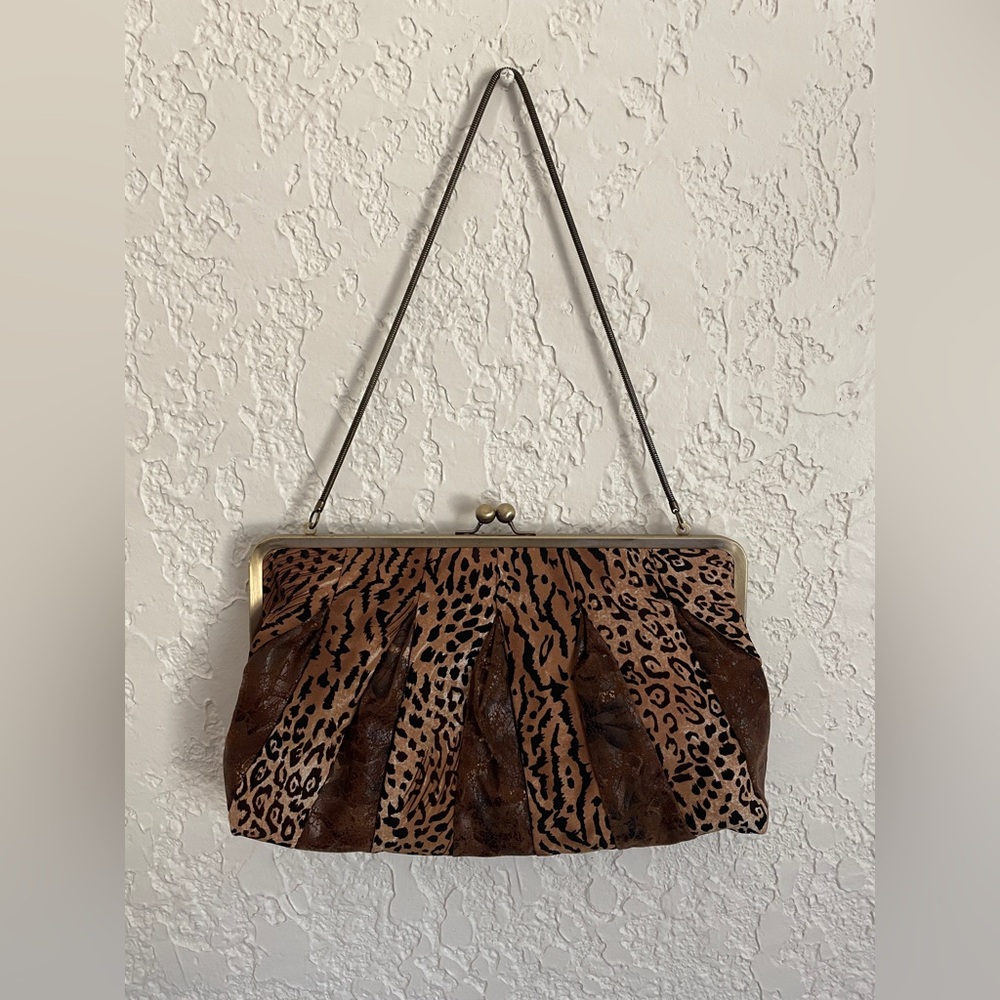 Vintage RARE Leopard Clutch Handbag Purse